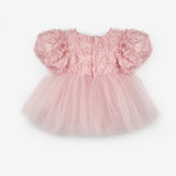 Gülkurusu  Gül Detaylı Kız Bebek Elbise - Elina