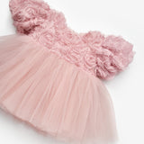 Gülkurusu  Gül Detaylı Kız Bebek Elbise - Elina