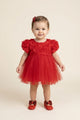Red Rose Detailed Baby Girl Dress - Elina