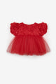 Red Rose Detailed Baby Girl Dress - Elina