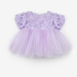 Lila  Gül Detaylı Kız Bebek Elbise - Elina