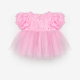 Pembe  Gül Detaylı Kız Bebek Elbise - Elina