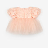 Somon  Gül Detaylı Kız Bebek Elbise - Elina