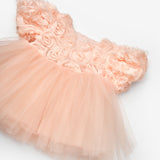 Somon  Gül Detaylı Kız Bebek Elbise - Elina