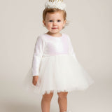 Beyaz  Pullu Uzun Kollu Kız Bebek Elbise - Berry