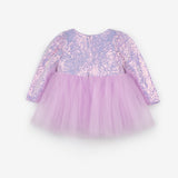 Lila  Pullu Uzun Kollu Kız Bebek Elbise - Berry