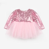 Pembe  Pullu Uzun Kollu Kız Bebek Elbise - Berry