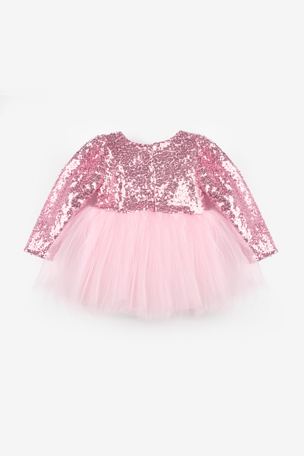 Pembe  Pullu Uzun Kollu Kız Bebek Elbise - Irene