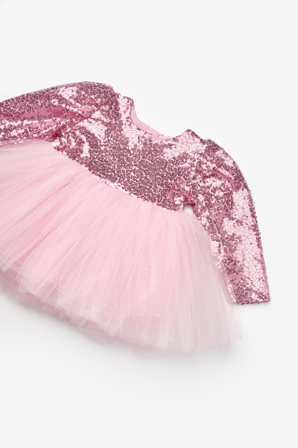 Pembe Pullu Uzun Kollu Kız Bebek Elbise - Berry