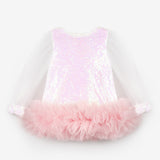 Beyaz  Etek Ucu Fırfır Detaylı Kız Bebek Elbise - Violet