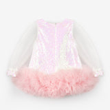 Beyaz  Etek Ucu Fırfır Detaylı Kız Bebek Elbise - Violet