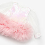 Beyaz  Etek Ucu Fırfır Detaylı Kız Bebek Elbise - Violet