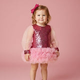 Fuşya  Etek Ucu Fırfır Detaylı Kız Bebek Elbise - Violet