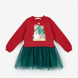 Kırmızı  Koala Baskılı Kız Çocuk Yılbaşı Elbise - Renata