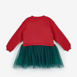 Kırmızı  Koala Baskılı Kız Çocuk Yılbaşı Elbise - Renata