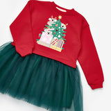 Kırmızı  Koala Baskılı Kız Çocuk Yılbaşı Elbise - Renata