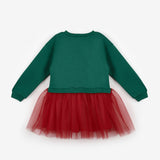 Yeşil  Koala Baskılı Kız Çocuk Yılbaşı Elbise - Renata