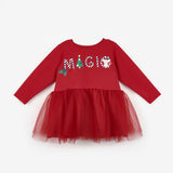 Kırmızı  Yılbaşı Temalı Magic Mottolu Kız Çocuk Elbise - Claire