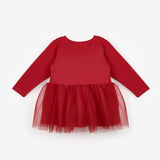 Kırmızı  Yılbaşı Temalı Magic Mottolu Kız Çocuk Elbise - Claire