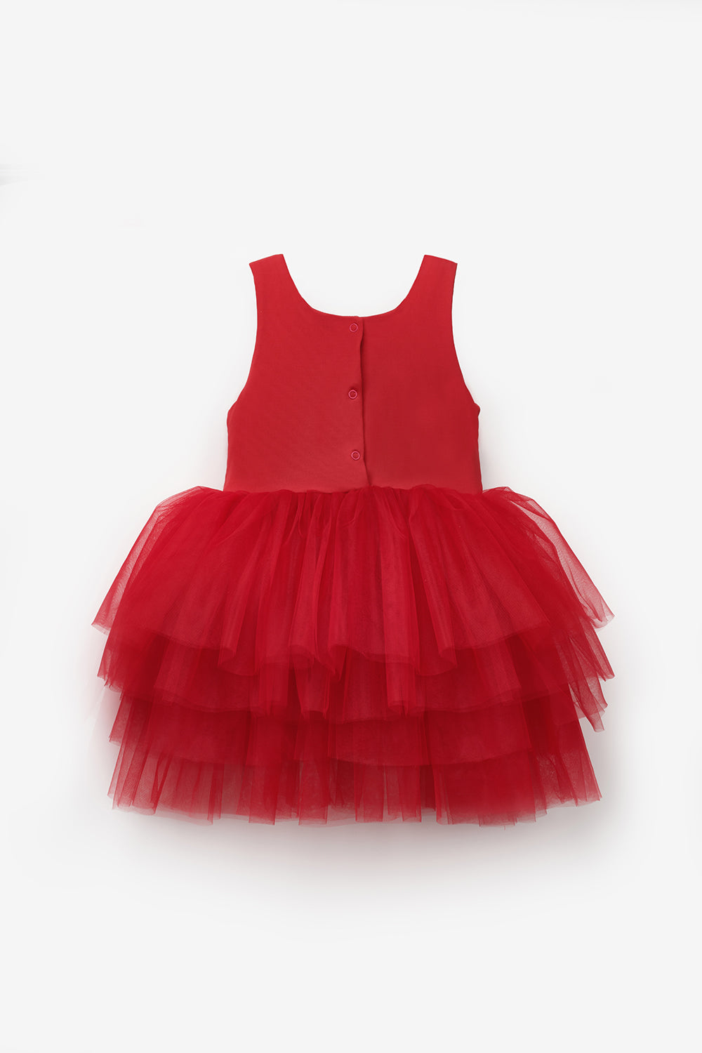 Kırmızı  Tül Etekli Kız Bebek Balerin Elbise - Ines