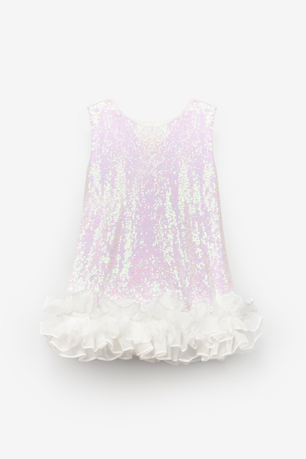 Beyaz  Pullu Etek Ucu Fırfırlı Kız Çocuk Elbise - Kinsey