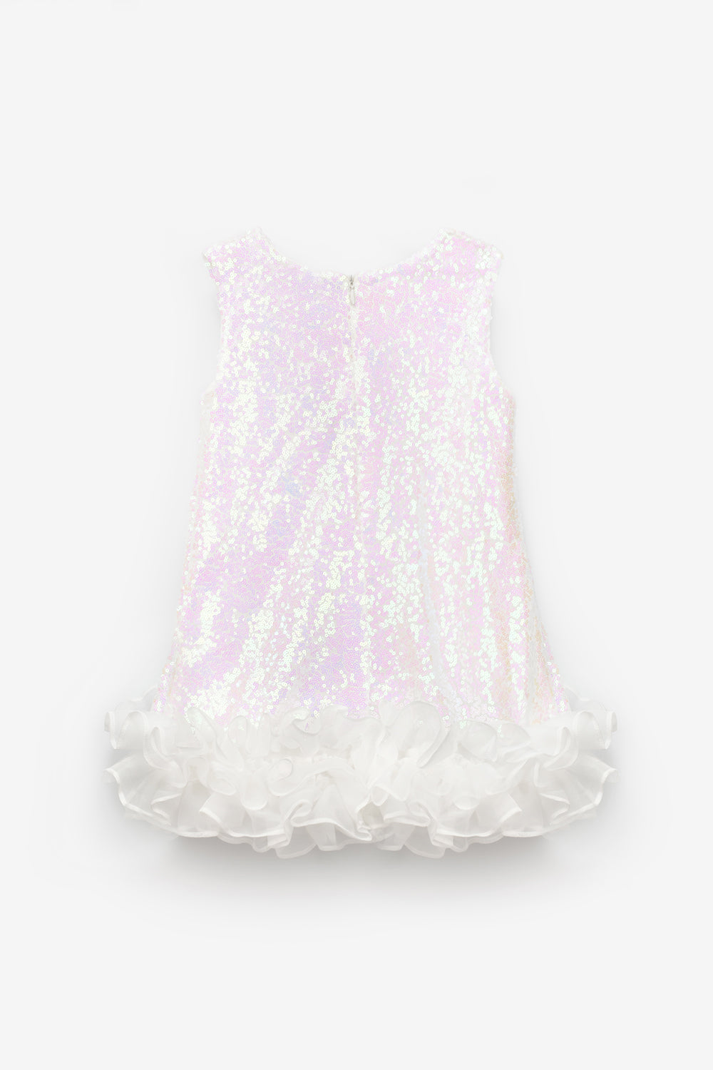 Beyaz  Pullu Etek Ucu Fırfırlı Kız Çocuk Elbise - Kinsey