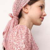 Pembe  Pullu Kız Çocuk Üçgen Bandana