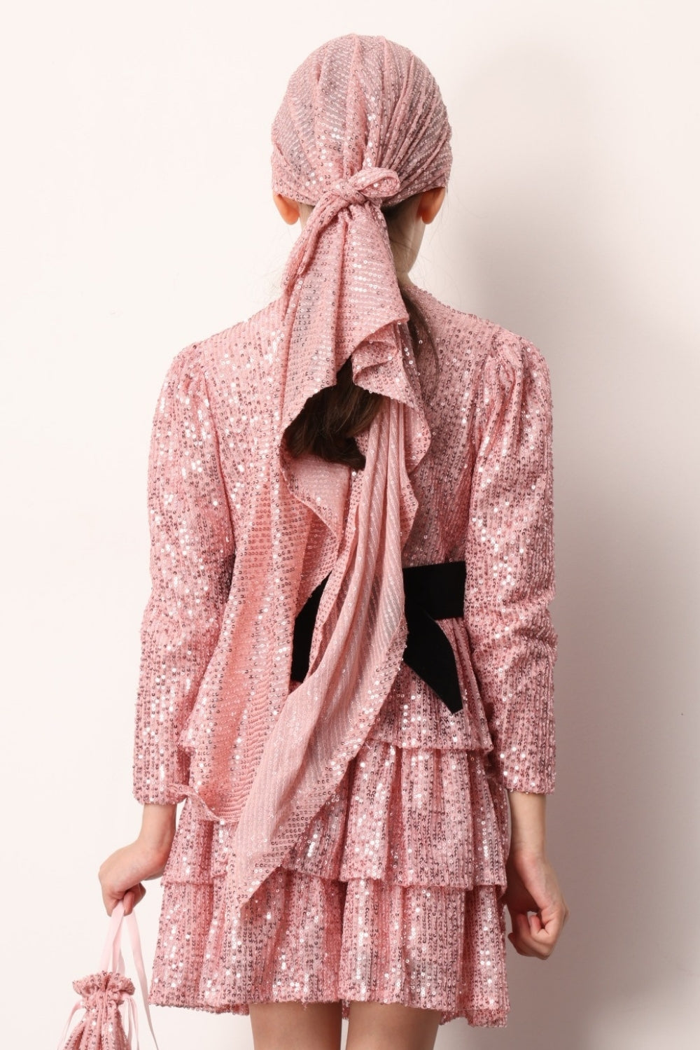 Pembe  Pullu Kız Çocuk Üçgen Bandana