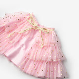 Pembe  Yıldızlı Kız Çocuk Kısa Pelerin