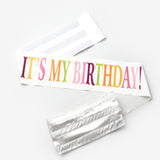 Beyaz  Saten Its My Birthday Doğum Günü Kuşağı