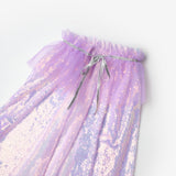 Lila Payetli Kız Çocuk Parti Pelerini