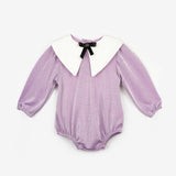 Lila  Yaka Detaylı Simli Kız Bebek Tulum - Bailey