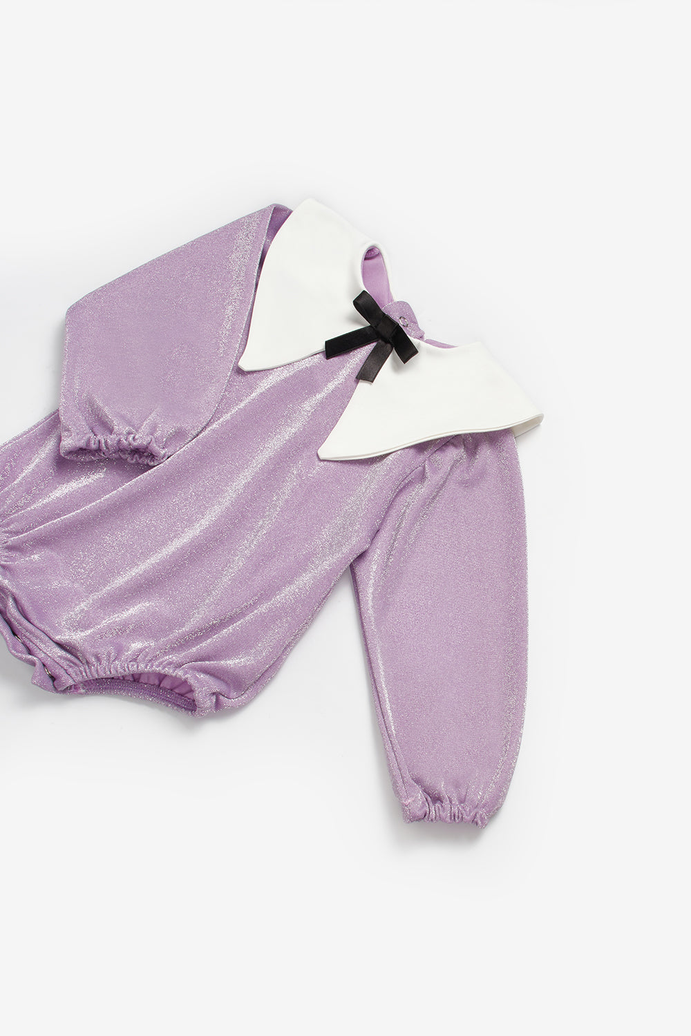 Lila  Yaka Detaylı Simli Kız Bebek Tulum - Bailey