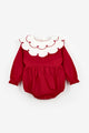 Red Heart Pattern Collar Baby Girl Linen Romper - Fabiana