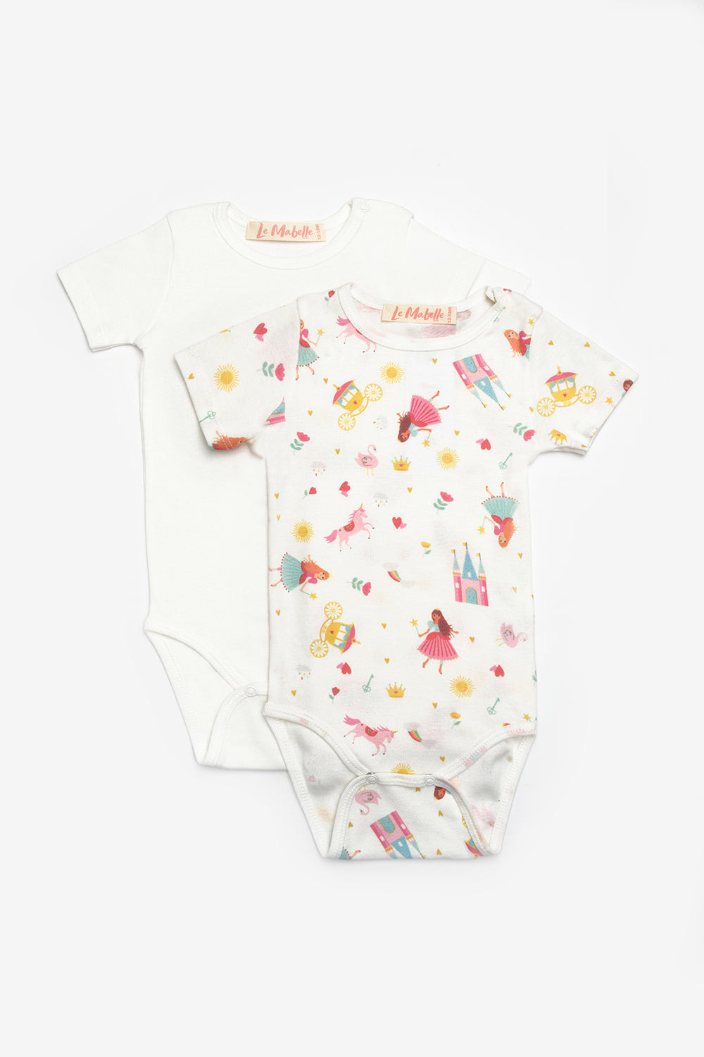 Beyaz  Çiçek Desenli İkili Kız Bebek Zıbın Set - Zoe