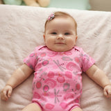 Fuşya  Çiçek Desenli İkili Kız Bebek Zıbın Set - Zoe