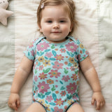 Mint  Çiçek Desenli İkili Kız Bebek Zıbın Set - Zoe