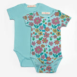 Mint  Çiçek Desenli İkili Kız Bebek Zıbın Set - Zoe