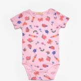 Pembe  Çiçek Desenli İkili Kız Bebek Zıbın Set - Zoe