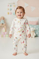 Beyaz  Çiçek Desenli Fermuarlı Kız Bebek Tulum - Clara
