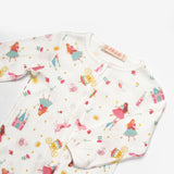 Beyaz  Çiçek Desenli Fermuarlı Kız Bebek Tulum - Clara