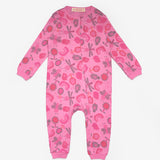 Fuşya  Çiçek Desenli Fermuarlı Kız Bebek Tulum - Clara