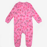 Fuşya  Çiçek Desenli Fermuarlı Kız Bebek Tulum - Clara