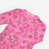 Fuşya  Çiçek Desenli Fermuarlı Kız Bebek Tulum - Clara