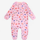 Pembe  Çiçek Desenli Fermuarlı Kız Bebek Tulum - Clara