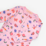 Pembe  Çiçek Desenli Fermuarlı Kız Bebek Tulum - Clara