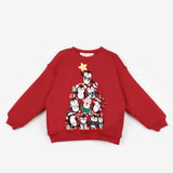 Kırmızı  Sevimli Penguen Baskılı Kız Çocuk Yılbaşı İkili Takım - Orchid