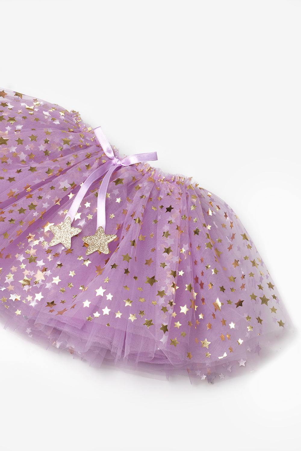Lila Yıldızlı Fiyonk Detaylı Kız Çocuk Tül Etek - Aster