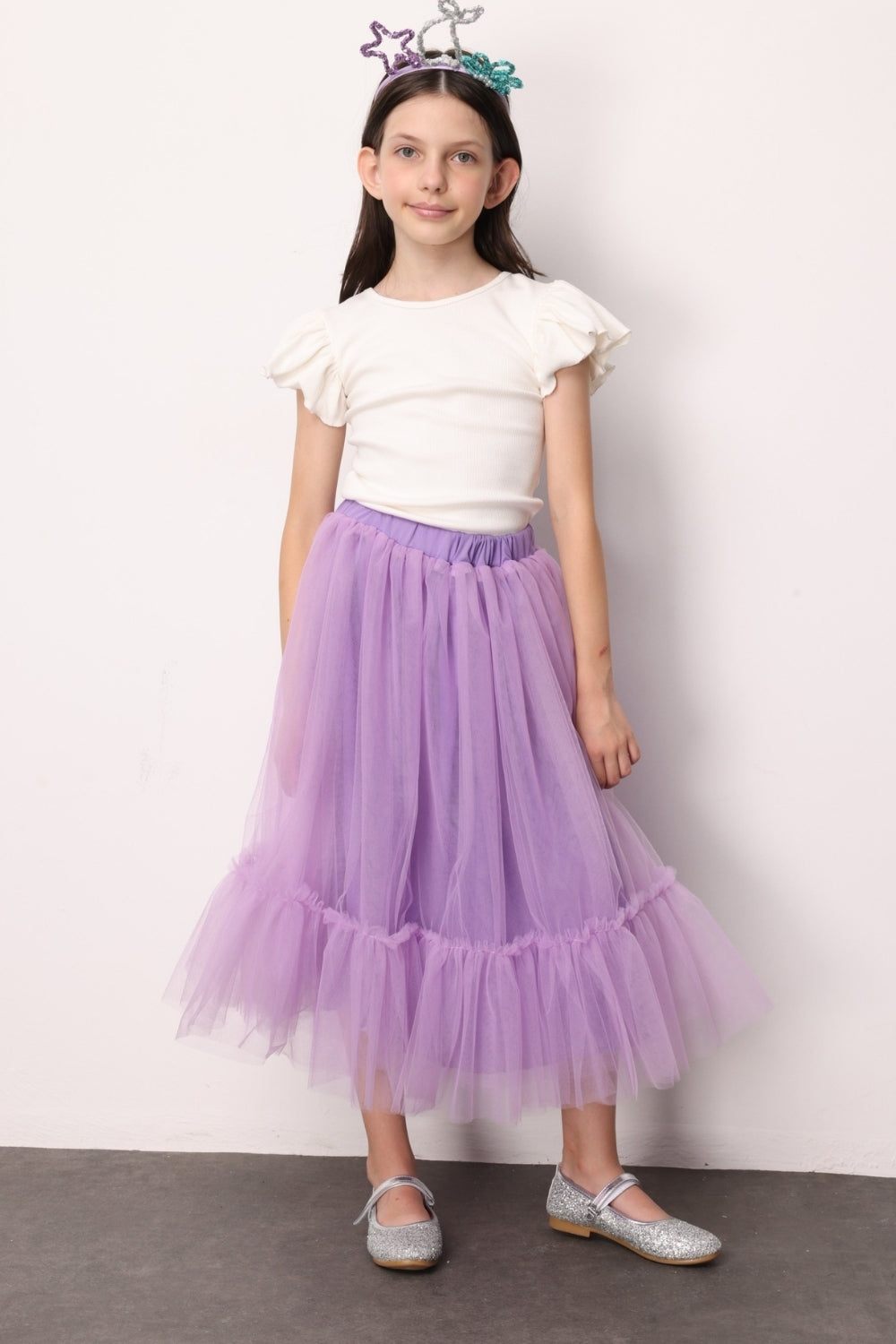 Lila  Kız Çocuk Uzun Tül Etek - Mindy