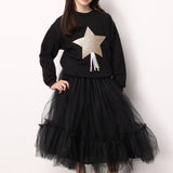 Siyah Kız Çocuk Uzun Tül Etek - Mindy